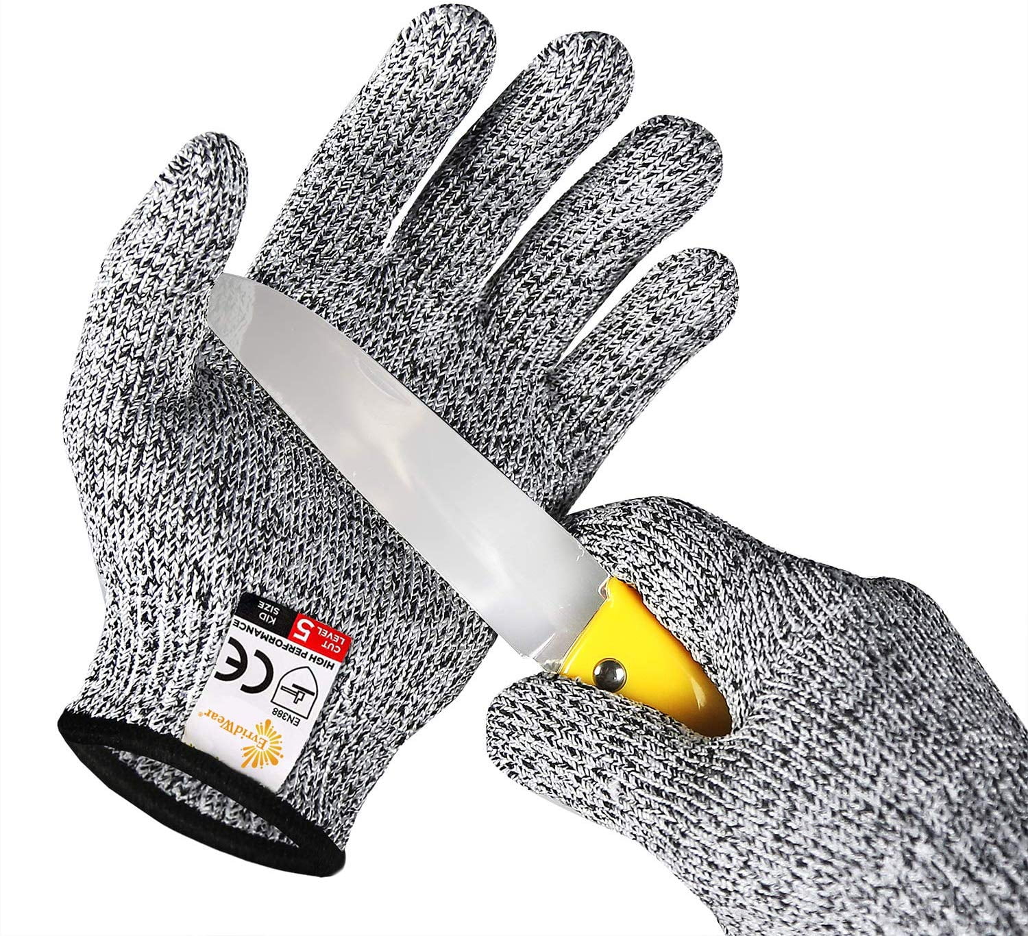 Evridwear Children Kids Cut Resistant Gloves, Food Grade, Level 6 Protection, HPPE (M (8-11YRS), Gray)