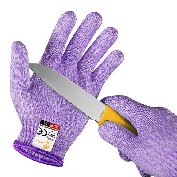 Evridwear Children Kids Cut Resistant Gloves, Food Grade, Level 6 Protection, HPPE (M (8-11YRS), Purple)