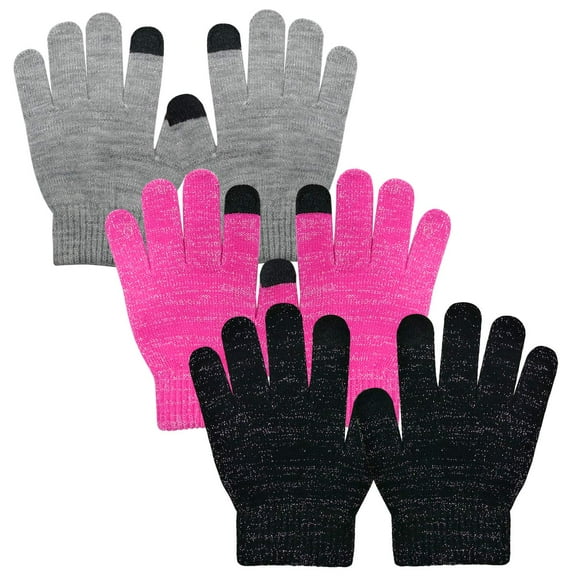Evridwear Kids Winter Touchscreen Gloves Knitted Warm Mittens 3 Pairs Size 3T-5T