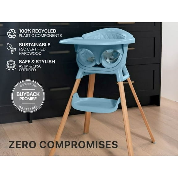 Evrloop Sustainably-Made 3 in 1 High Chair, Made with 100% Recycled, Regenerative and Recyclable Materials, Easily Converts to a Booster Chair. Buyback Guarantee with Cashback Rebate.