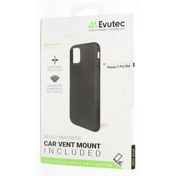 Evutec Apple iPhone 11 Pro Max Karbon Case (with Car Vent Mount) - Black