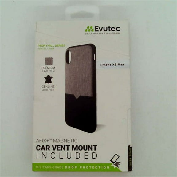 Evutec Unique Heavy Duty Case compatible iPhone Xs Max Premium Leather + TPU Shockproof Interior Slim Protective phone cover-Canvas/Black (AFIX+ Magnetic Mount Included)