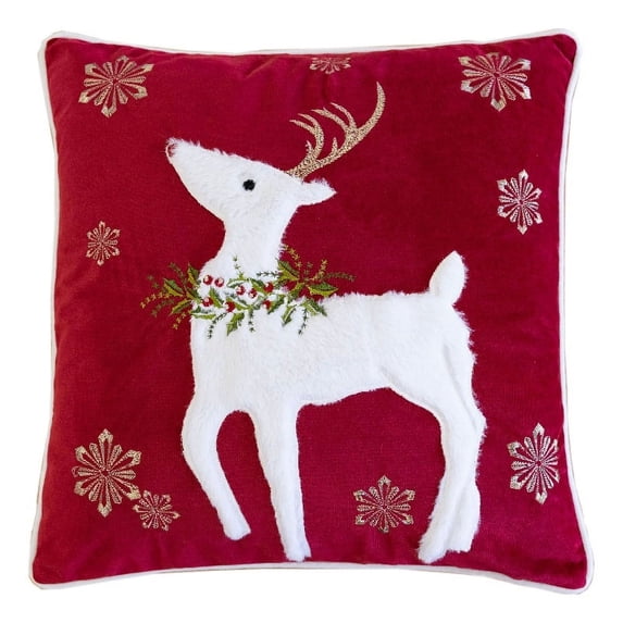 Evy Velvet 20" Traditional Red Christmas Square Decorative Throw Pillow