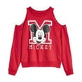 thumbnail image 1 of Evy of California Disney Big Girls Cold Shoulder Mickey Mouse Sweatshirt, 1 of 3