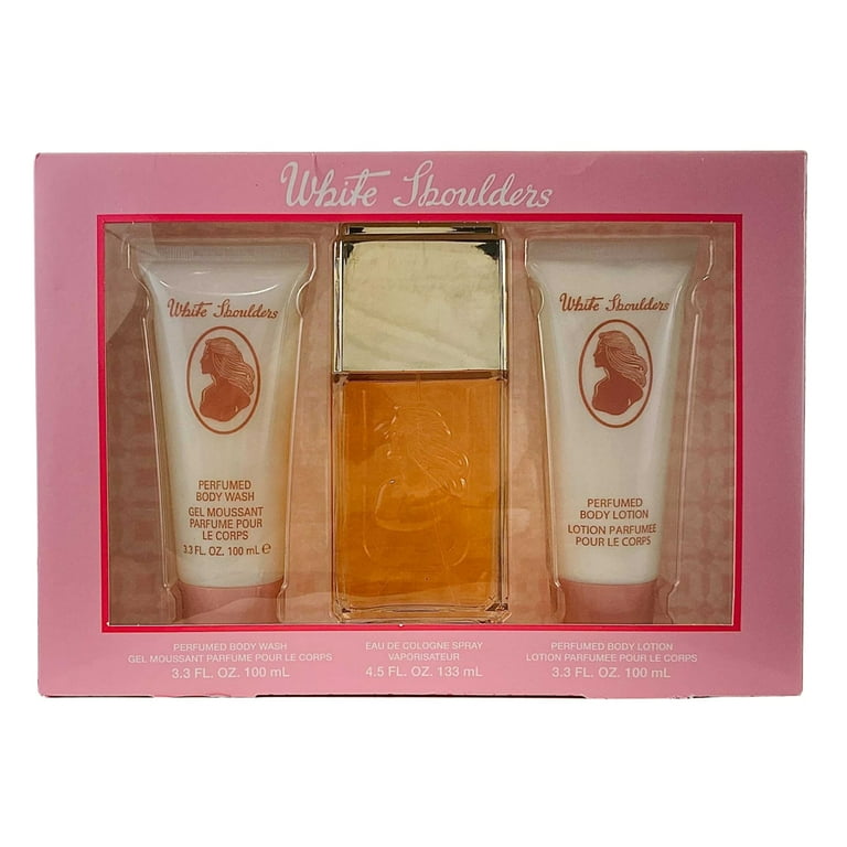 Evyan White Shoulders 3 Pc. Gift Set for Women EDC 4.5 oz Perfumed B L 3.3 oz Perfumed Body Wash 3.3 oz