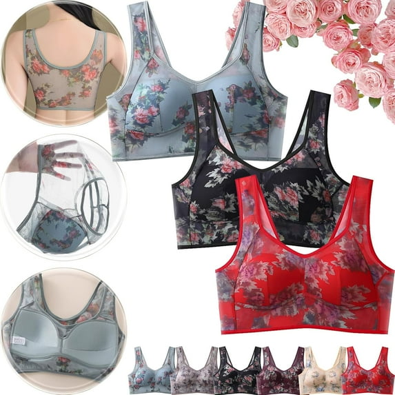 Evylady Bra, Evylady Ice Silk Bra, Elliebloom Bras, Evylady Bras for Women, Soft Silk Lace Everyday Comfort Bra