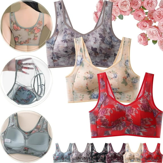 Evylady Bra, Evylady Ice Silk Bra, Elliebloom Bras, Evylady Bras for Women, Soft Silk Lace Everyday Comfort Bra