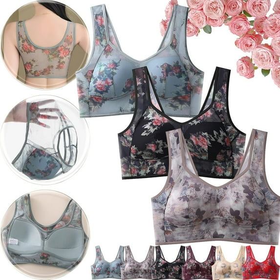 Evylady Bra, Evylady Ice Silk Bra, Elliebloom Bras, Evylady Bras for Women, Soft Silk Lace Everyday Comfort Bra