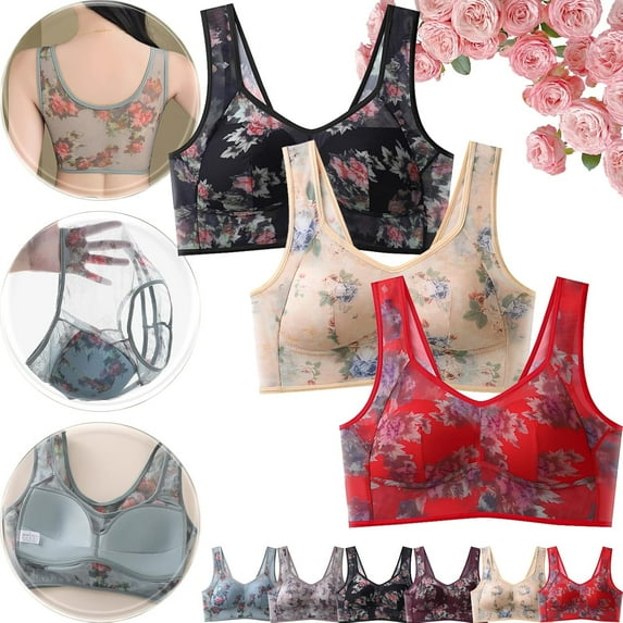 Evylady Bra, Evylady Ice Silk Bra, Elliebloom Bras, Evylady Bras for Women, Soft Silk Lace Everyday Comfort Bra