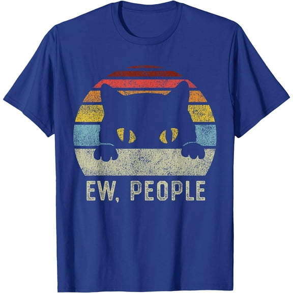 Ew People Retro Cat Funny Vintage Anti Social Introvert Unisex T-Shirt for Men Women Kids Toddler