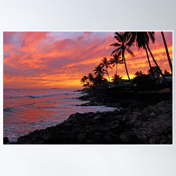 Ewa Beach, Hawai'I Sunset Poster Wall Art, Modern Wall Decor, 8x12 UNFRAMED