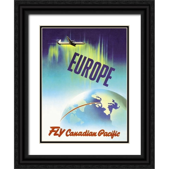 Ewart, P. 25x32 Black Ornate Wood Framed with Double Matting Museum Art Print Titled - Europe - Fly Canadian Pacific
