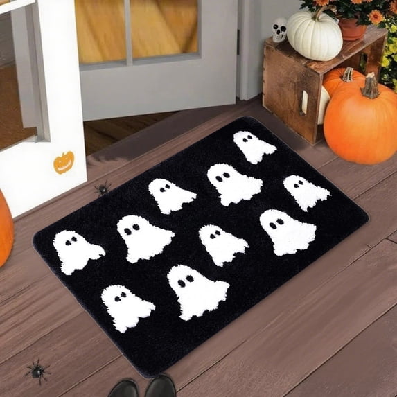 Ewaswon Halloween Pumpkin Rug 50x80cm, Large Non-Slip Soft Flannel-Like Mat, Stain-Resistant Easy Clean Decor for Bathroom Living Room Bedroom Doorstep