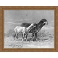 thumbnail image 1 of Ewe and Lamb 34x28 Large Gold Ornate Wood Framed Canvas Art by Charles Jacque, 1 of 2
