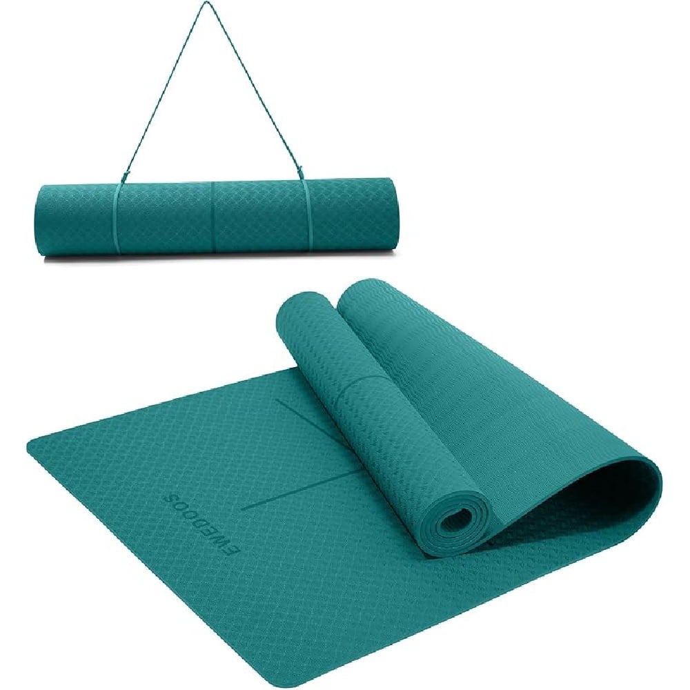 Ewedoos Eco Friendly Yoga Mat with Alignment Marks TPE Yoga Mat Non ...