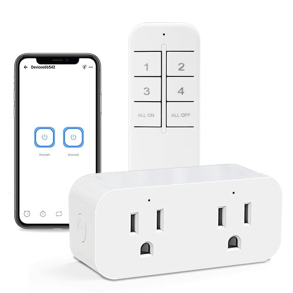 Ewelink 16a WiFi Smart Plug, App Remote Control Timer Outlet Power Socket with 2.4Ghz Transmitter, 2-in-1 Compact Design, Compatible with Alexa,Google Home, SmartThings