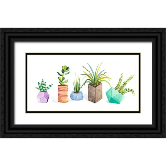 Ewer, Rebekah 18x11 Black Ornate Wood Framed with Double Matting Museum Art Print Titled - Succulent Display I
