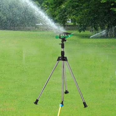 Ewgqwb Biswing Impact Sprinkler Head on Tripod Base, Extends Up to 50 Inch Heavy Duty Lawn Sprinkler, 360 Degree Large Area Irrigation, Adjustable Coverage Brass Nozzle Alloy Metal Tower Sprinkler