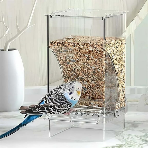 Clearance Bird Feeders 1* Bird Feeder Parrot Automatic Feeder No Mess Bird Feeder Food Container Feeding Station foraging Cage Accessories Acrylic Suitable for Parrot Love Bird (Transparent)