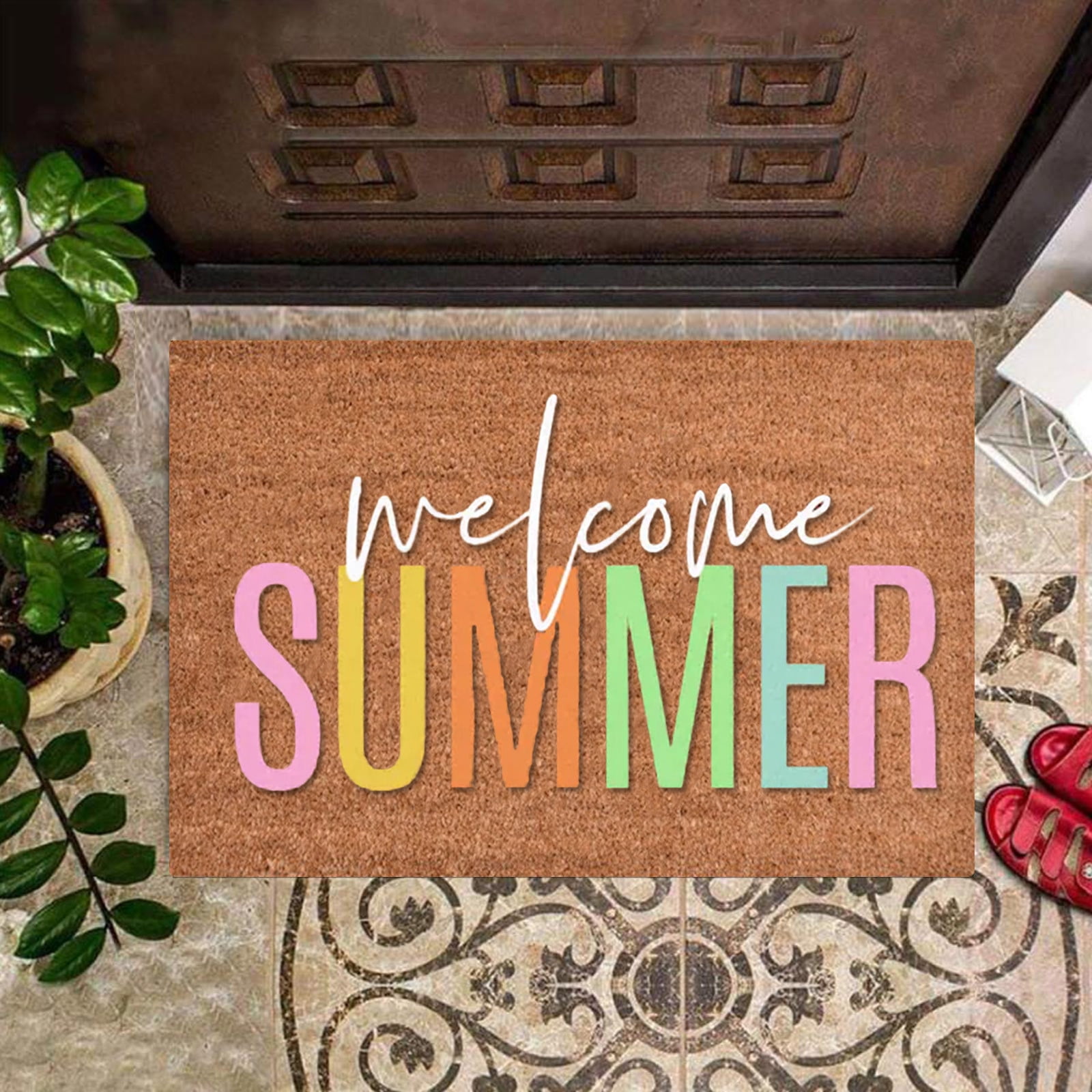 Ewgqwb Door Mat Carpet Summer Sign Hello Sunshine Doormat Funny