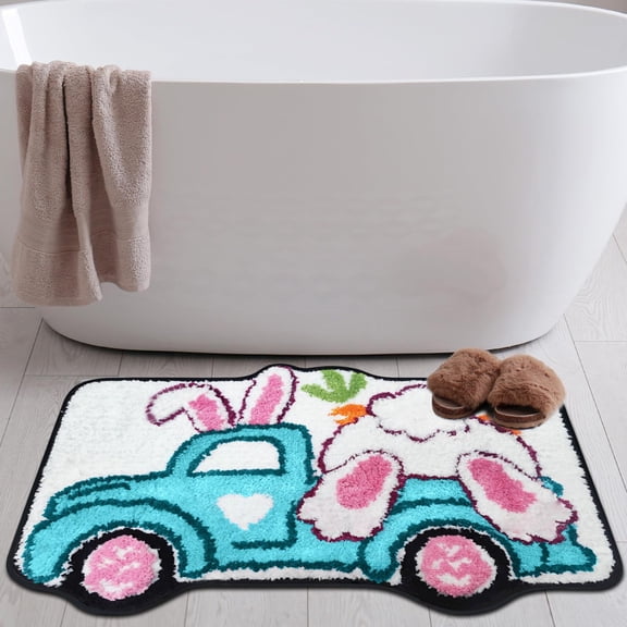 Ewgqwb Easter Door Mat Easter Eggs Bath Mat Washable Rug Bathroom Mat Doormat Carpet Non Slip Absorbent Soft Tufted Rug For Bathroom Bedroom Living Room Spring Bathroom Decor Easter Decoration
