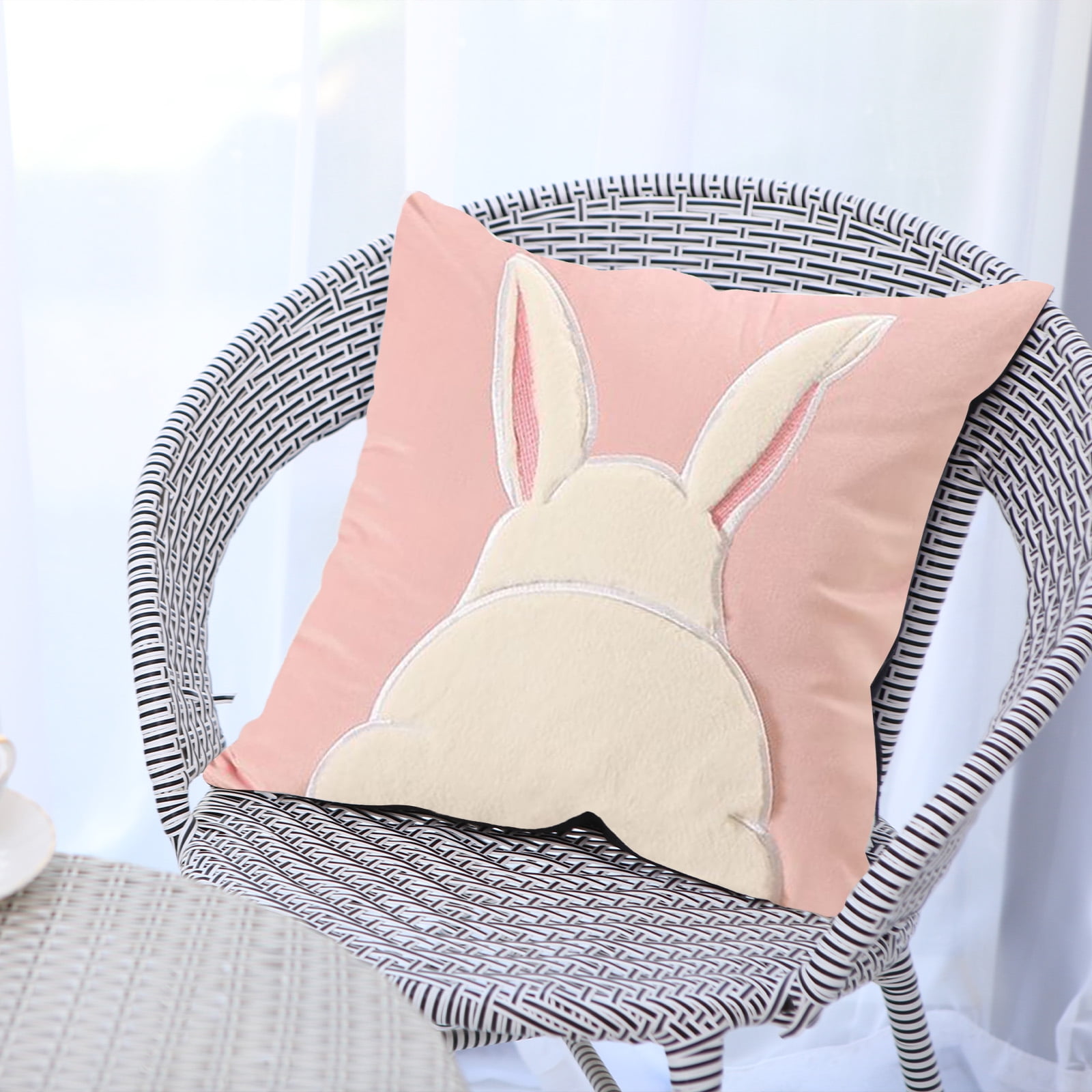Ewgqwb Easter Throw Pillow Covers Velvet 3D Bunny Pillowcases