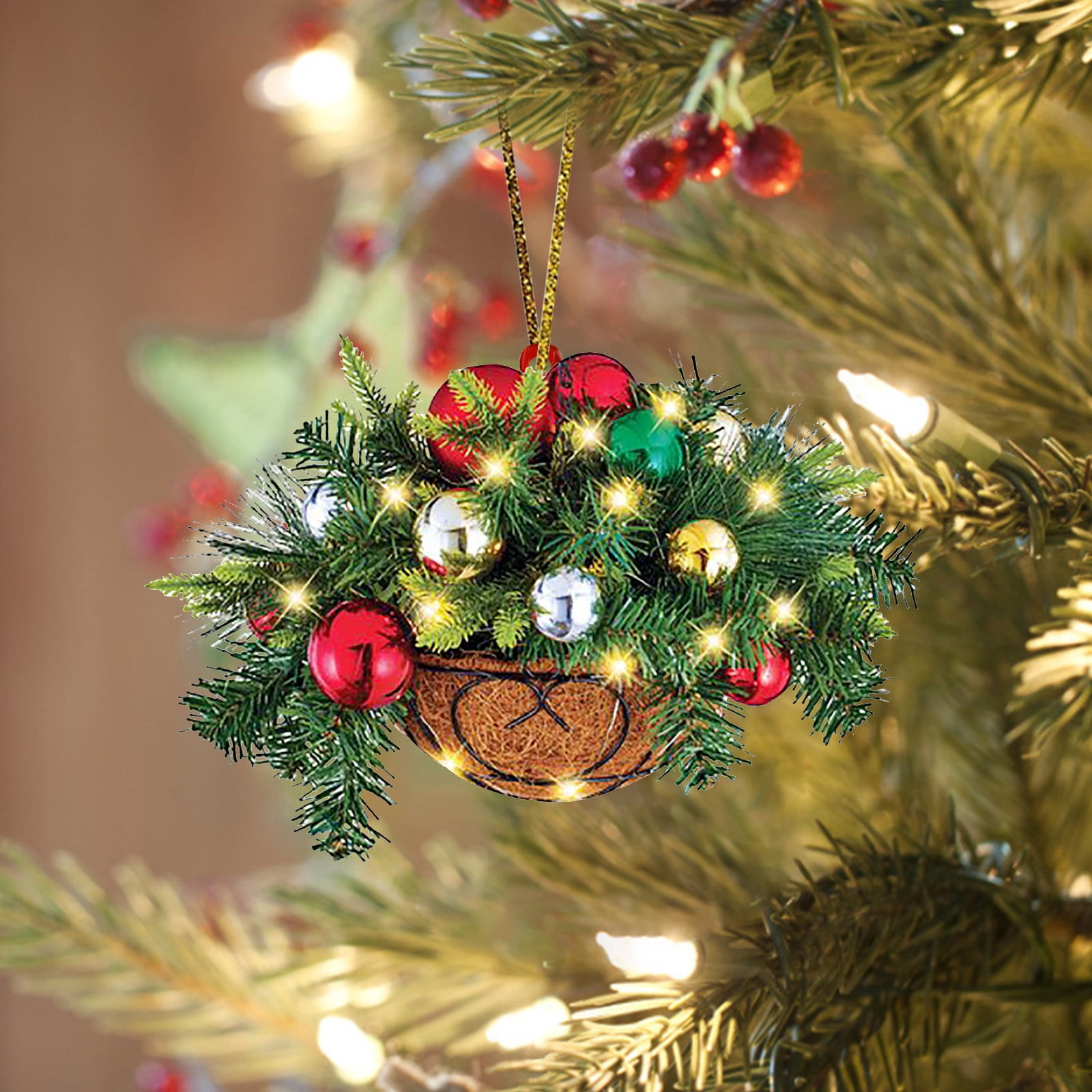 Ewgqwb Ornament Hangs Christmas Hanging Basket Flower Ring Pendant