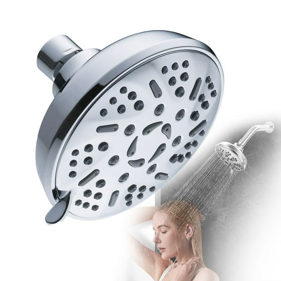 Ewgqwb Shower Head High Pressure Rain Fixed Showerhead 9 Setting 360° Adjustable Metal Swivel Ball Joint - Relaxed Shower Experience Even at Low Water Flow & Pressure