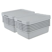 Ewingger 12 Pack Food Service Bus Tubs with Lids, 13 L Plastic Bus Box for Restaurants, Grey
