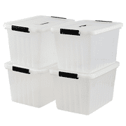 Ewingger 20 Quart Clear Latching Storage Tote Bin with Lid, 4 Pack Plastic Storage Containers