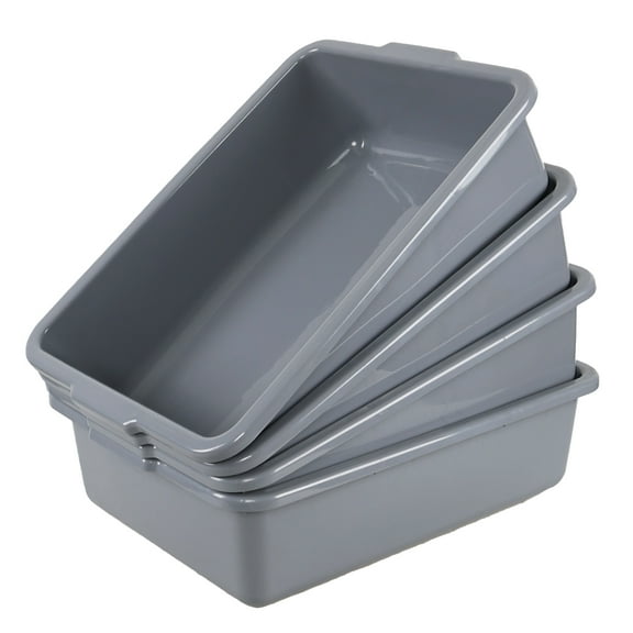 Ewingger 22 L Utility Bus Trays, Grey Large Dish Pan Basin, 4 Pack