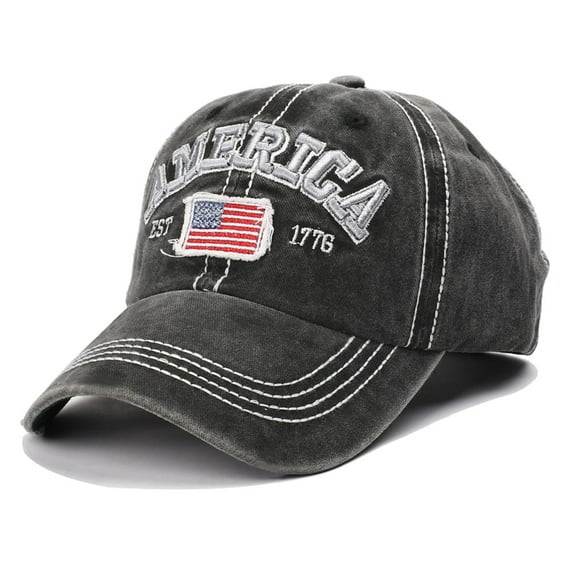 Ewisvgh American Flag Washed Sports Baseball Cap For Men With Worn Holes Acrylic High Quality Warm Comfortable Hair Neck Protector Everyday Casual Adjustable, Black