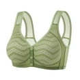 thumbnail image 1 of Ewisvgh Front Closure No Underwire Bra With Daisy Design Adjustable Gathering Soft Cotton Full Coverage For Older Women Plus Size Daily Wear Breathable Non Irritating, Green XL, 1 of 3
