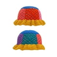 thumbnail image 1 of Ewisvgh Handmade Crochet Bucket Hat Knit Cap Foldable Floppy Beach Fishing Hat High Quality Milk Cotton Yarn Soft Lightweight Hollowed Out Floral Striped Daily Travel Shopping Photography Gift, 1 of 2