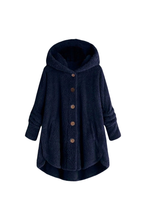 Womens Plus Size Bed Jacket S-5Xl Bed Jackets Plus Size Fuzzy Fleece Coat Cozy Button Jacket Trendy Plush Top Polyester, Blue M,Size S-5XL