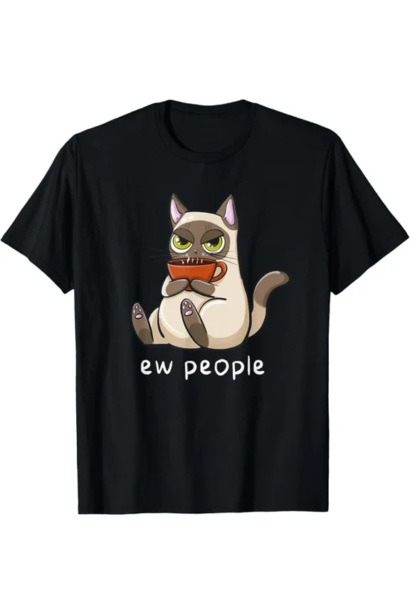 Eww People Coffee Cat Graphic Design T-shirt