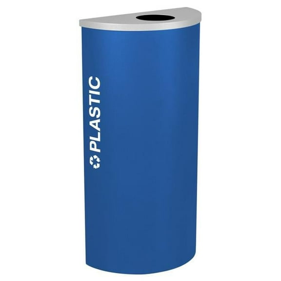 Ex-Cell Kaiser RC-KDHR-PL RYX Kaleidoscope 8 Gallon Half Round Recycle Bin for Plastic, Royal Blue Texture
