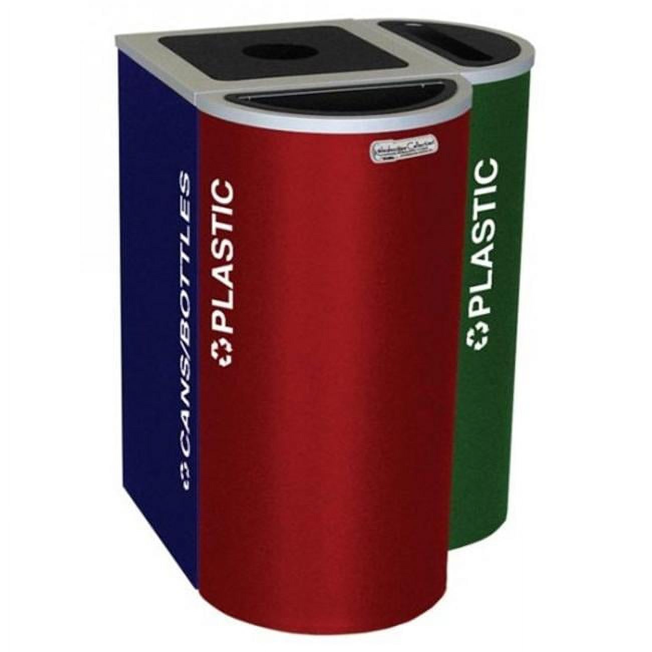 Ex-Cell Kaiser RC-KDHR-T EGX 8-gal recycling receptacle- half round top and Trash decal- Emerald Texture finish - image 1 of 4