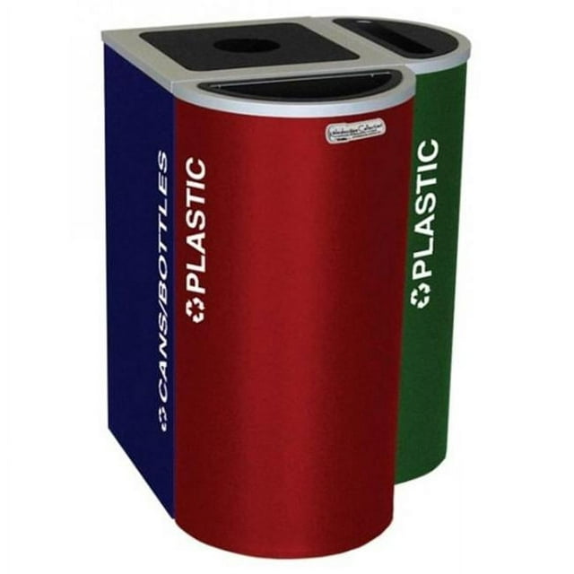 Ex-Cell Kaiser RC-KDHR-T EGX 8-gal recycling receptacle- half round top and Trash decal- Emerald Texture finish