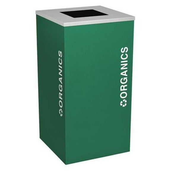 Ex-Cell Kaiser RC-KDSQ-O EGX 24 Gallon Square Recycling Receptacle with Cans & Bottles Decal, Emerald Texture