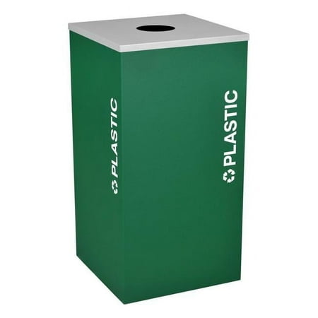 Ex-Cell Kaiser RC-KDSQ-PL EGX Square Recycling Receptacle with Plastic Decal, Emerald Texture