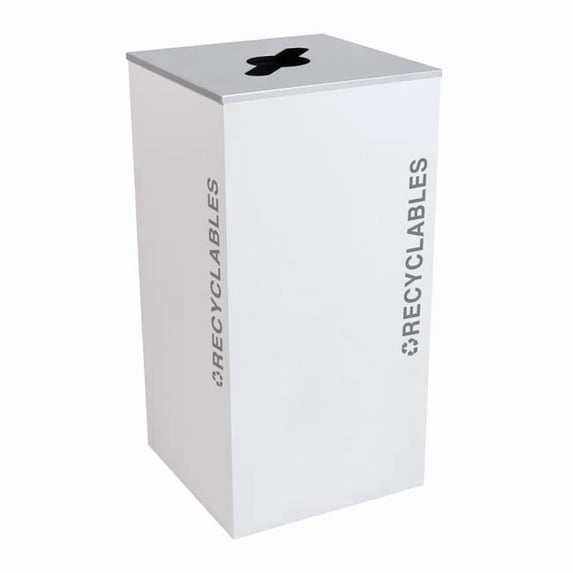 Ex-Cell Kasier RC-KD36-R BT-WHT 36 gal Kaleidoscope Black Tie Series Square Recyclable Bins, White