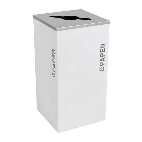 Ex-Cell Kasier RC-KDSQ-P BT-WHT 24 gal Kaleidoscope Black Tie Series Square Paper Recyclable Bins, White