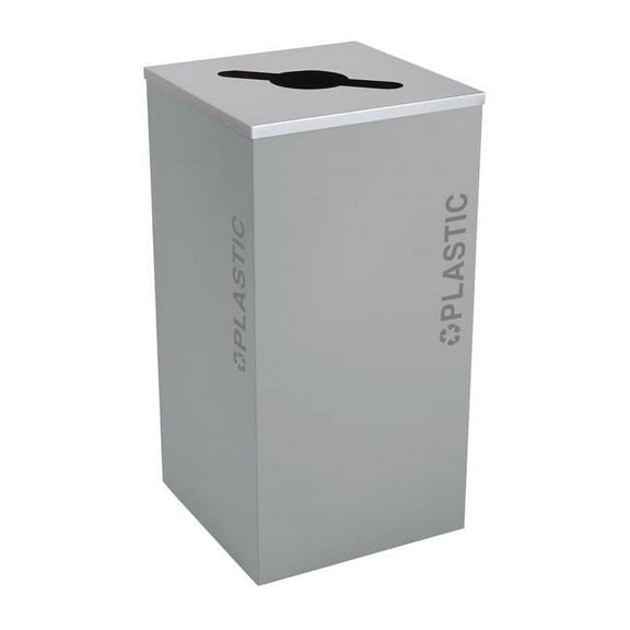 Ex-Cell Kasier RC-KDSQ-PL BT-HMG 24 gal Kaleidoscope Black Tie Series Square Plastic Recyclable Bins, Grey