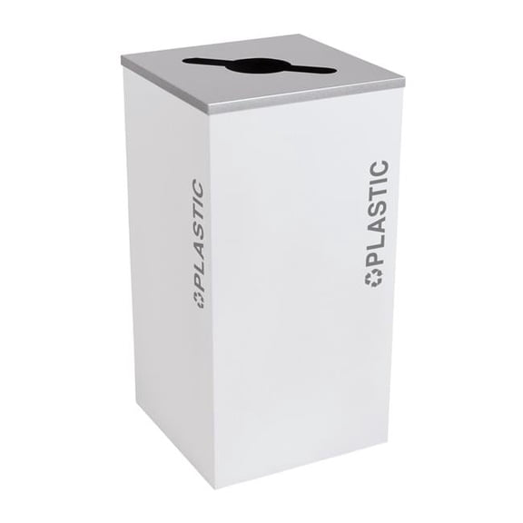 Ex-Cell Kasier RC-KDSQ-PL BT-WHT 24 gal Kaleidoscope Black Tie Series Square Plastic Recyclable Bins, White