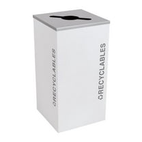 Ex-Cell Kasier RC-KDSQ-R BT-WHT 24 gal Kaleidoscope Black Tie Series Square Recyclable Bins, White