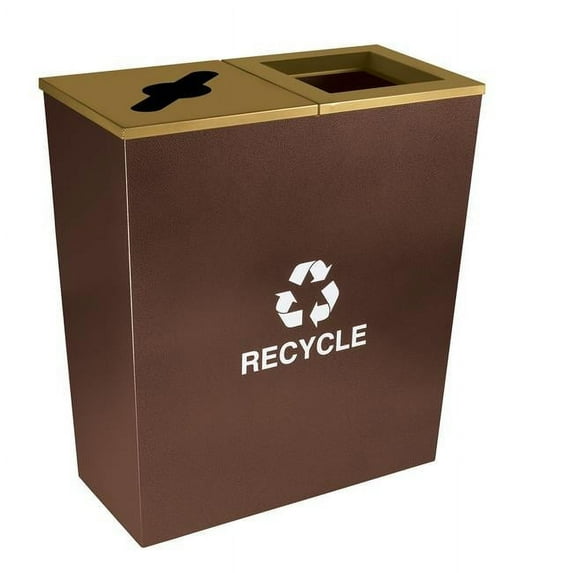 Ex-Cell RC-MTR-2 HCPR Metro Collection Recycling Receptacle Double Stream Steel 36 gal Brown