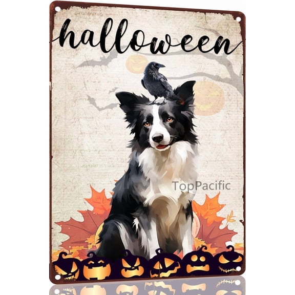Funny Dog Metal Aluminum Sign Halloween Wall Art Decor Scary Vintage Poster Plaque For Home Office Garage 8×12 Inch