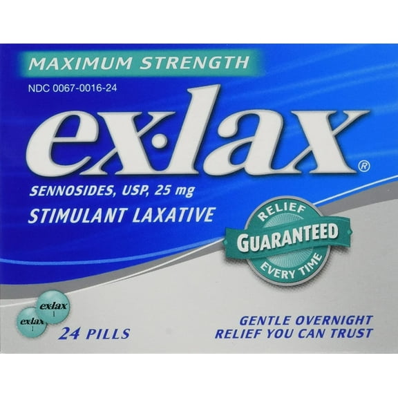 Ex-Lax Maximum Strength Laxative, 24-Count Pills (Pack of 2)