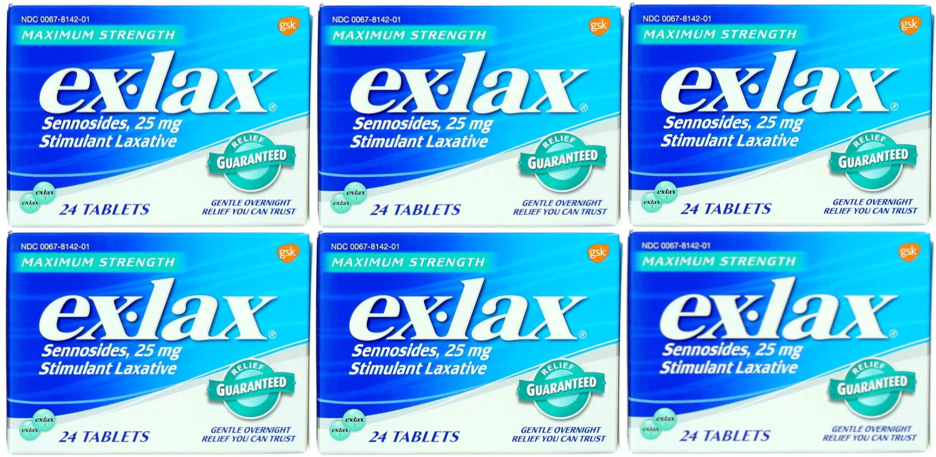 ExLax Maximum Strength Stimulant Laxative 24 ct (Pack of 6)